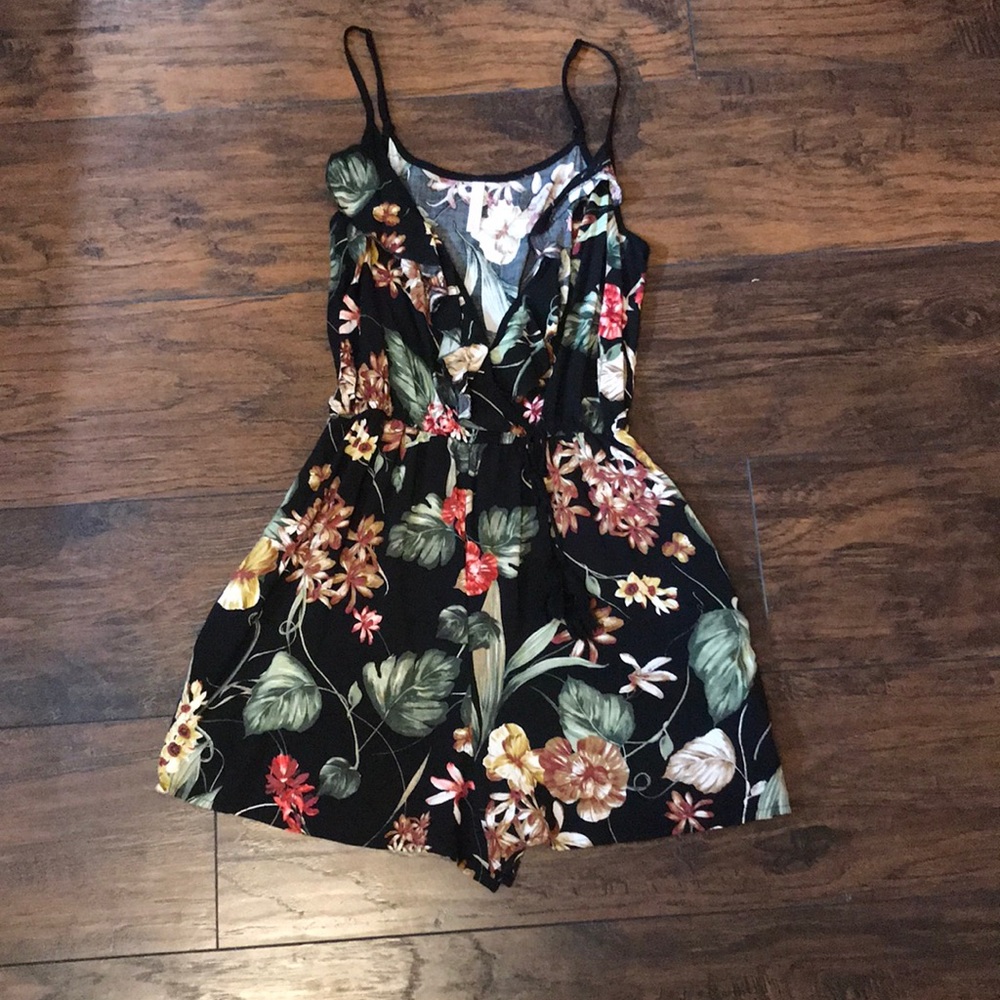Romper, black floral